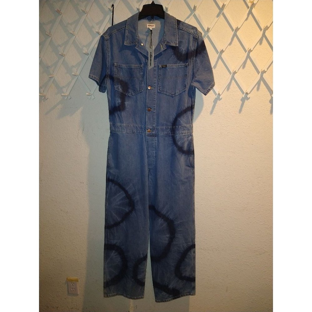 NWT Wrangler tie dye denim jean jumpsuit sz L